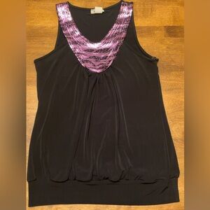 Elegant Black and Pink SequinWomen's Tank Top